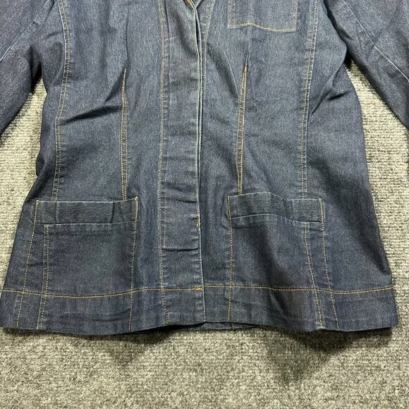Vintage Anthropologie Jean Jacket Womens XS Blue Cotton Stretch Denim Pockets - Picture 10 of 11